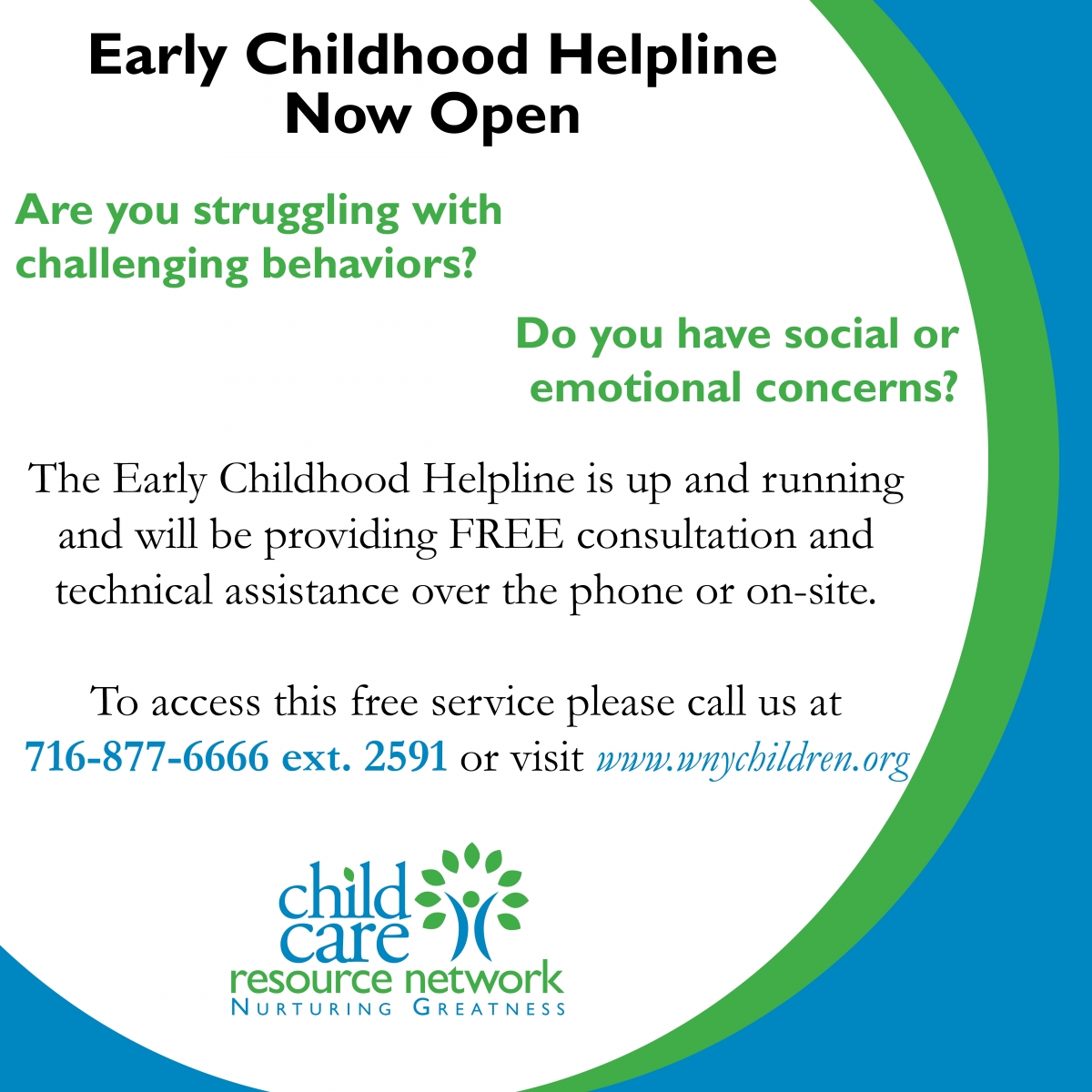 Early Childhood Helpline Now Open